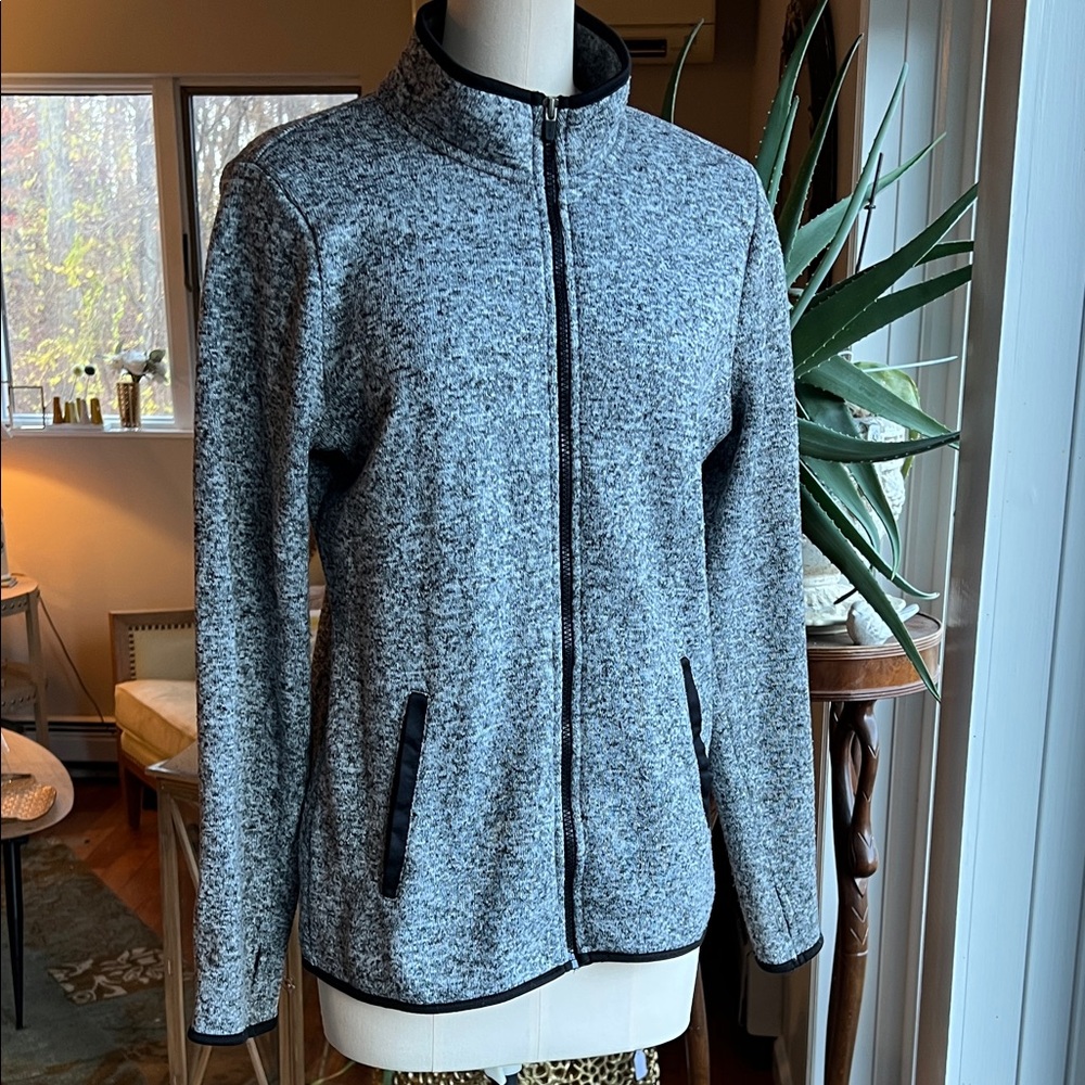 RBX Women's Black and Gray Heather Knit Athleisure Jacket